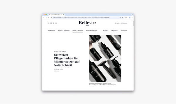 NABAN in der Bellevue NZZ "Beauty für Herren – Schweizer Pflegemarken für Männer setzen auf Natürlichkeit"